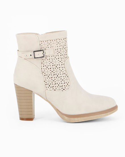 Immagine di MISS GLOBO - Tronchetto beige traforato con zip laterale, tacco 8CM