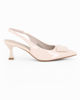 Immagine di MISS GLOBO - Décolleté slingback beige in vernice con placca frontale, tacco 6CM