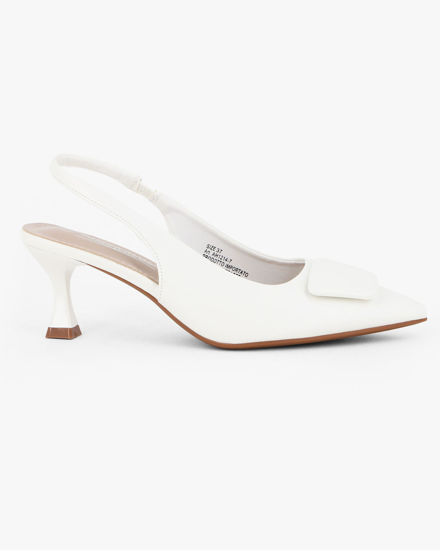 Immagine di MISS GLOBO - Décolleté slingback bianca con placca frontale, tacco 6CM