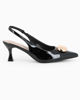 Immagine di MISS GLOBO - Décolleté slingback nera in vernice con dettaglio in metallo, tacco 6CM
