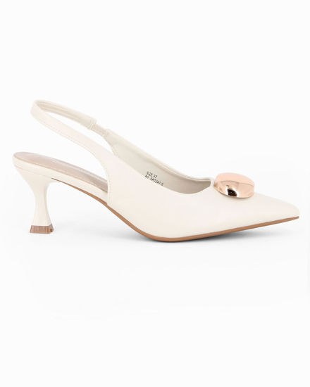 Immagine di MISS GLOBO - Décolleté slingback avorio con dettaglio in metallo, tacco 6CM