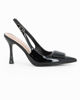Immagine di MISS GLOBO - Décolleté slingback nera in vernice con placca frontale, tacco 9CM
