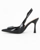 Immagine di MISS GLOBO - Décolleté slingback nera in vernice con placca frontale, tacco 9CM