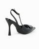 Immagine di MISS GLOBO - Décolleté slingback nera in vernice con placca frontale, tacco 9CM