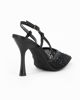 Immagine di MISS GLOBO - Décolleté slingback nera traforata con strass, tacco 9CM