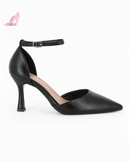 Immagine di LADY GLOBO - Décolleté nera con sottopiede in VERA PELLE e cinturino alla caviglia, calzata comoda, tacco 8CM