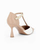 Immagine di MISS GLOBO - Décolleté beige e bianca con sottopiede in VERA PELLE e cinturino alla caviglia, tacco 7,5CM