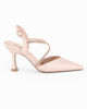 Immagine di MISS GLOBO - Décolleté slingback nude in raso con strass, tacco 8CM