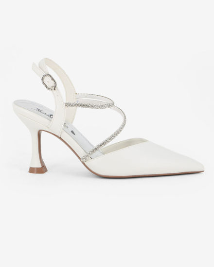 Immagine di MISS GLOBO - Décolleté slingback bianca con strass, tacco 8CM