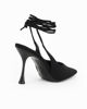 Immagine di MISS GLOBO - Décolleté slingback lace-up nera in lycra, tacco 9,5CM