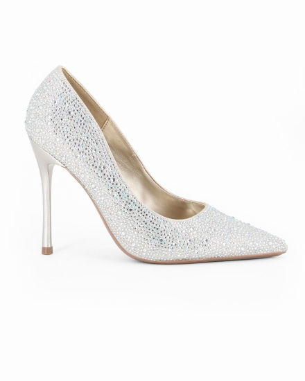 Immagine di MISS GLOBO - Décolleté platino in lurex rivestita di strass, tacco 10,5CM