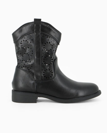 Immagine di ZOE - Stivaletto traforato nero con zip laterale, tacco 3CM