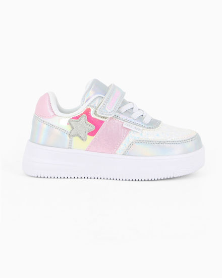 Immagine di CANGURO - Sneakers rosa e argento da bimba con strappo, numerata 24/30