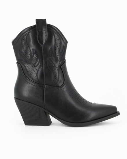 Immagine di ZOE - Stivaletto texano nero con zip laterale, tacco 7CM