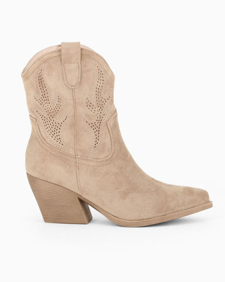 Immagine di ZOE - Stivaletto texano khaki scamosciato con zip laterale, tacco 7CM