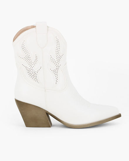 Immagine di ZOE - Stivaletto texano bianco con zip laterale, tacco 7CM