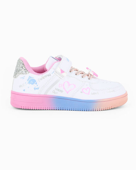 Immagine di CANGURO - Sneakers bianca con fondo multicolor e strappo, numerata 31/36
