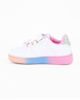 Immagine di CANGURO - Sneakers bianca da bimba con fondo multicolor e strappo, numerata 24/30