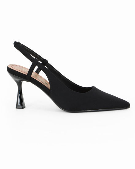 Immagine di MISS GLOBO - Décolleté slingback nera in lycra con sottopiede in VERA PELLE, tacco 7,5CM