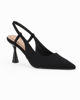 Immagine di MISS GLOBO - Décolleté slingback nera in lycra con sottopiede in VERA PELLE, tacco 7,5CM