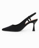 Immagine di MISS GLOBO - Décolleté slingback nera in lycra con sottopiede in VERA PELLE, tacco 7,5CM