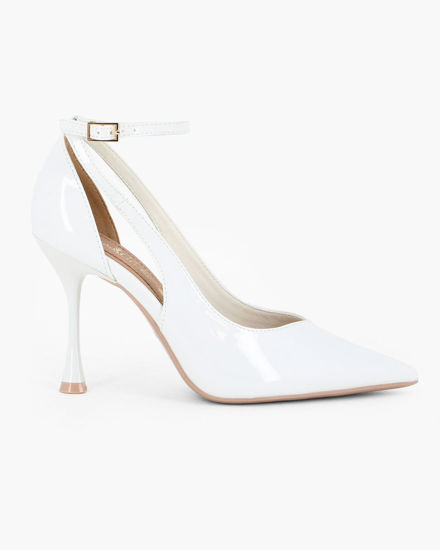 Immagine di MISS GLOBO - Décolleté bianca in vernice con cinturino alla caviglia, tacco 9,5CM
