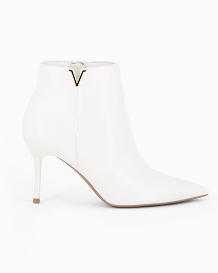 Immagine di MISS GLOBO - Tronchetto bianco a punta con zip laterale, tacco 8,5CM