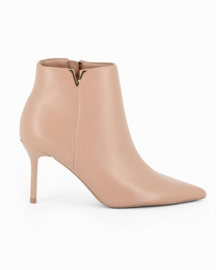 Immagine di MISS GLOBO - Tronchetto beige a punta con zip laterale, tacco 8,5CM