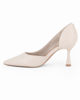 Immagine di MISS GLOBO - Décolleté beige con sottopiede in VERA PELLE e scollo laterale, tacco 7,5CM