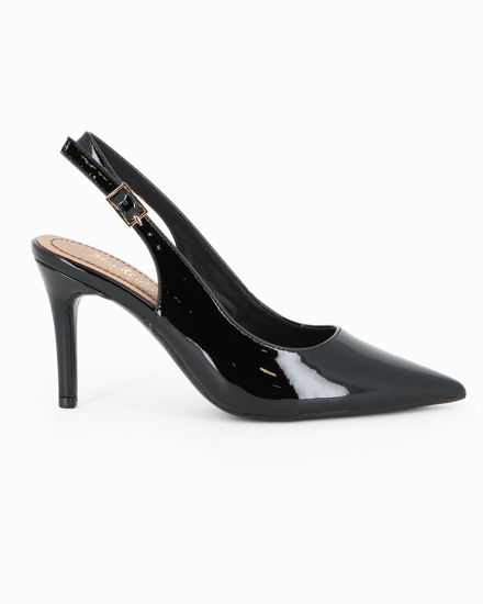 Immagine di MISS GLOBO - Décolleté slingback nera in vernice con sottopiede in VERA PELLE, tacco 8CM