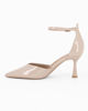 Immagine di MISS GLOBO - Décolleté beige in vernice con sottopiede in VERA PELLE e cinturino alla caviglia, tacco 7,5CM