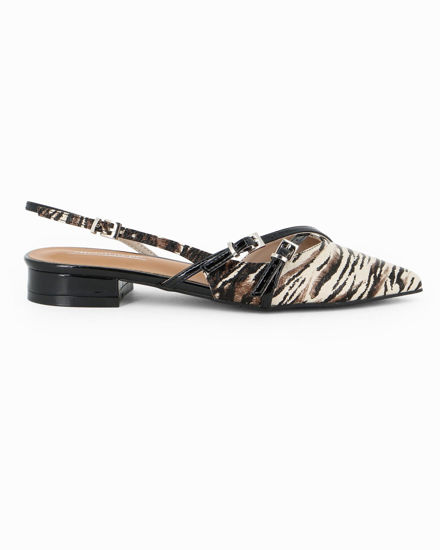 Immagine di MISS GLOBO - Ballerina slingback zebrata beige a punta con cinturini incrociati