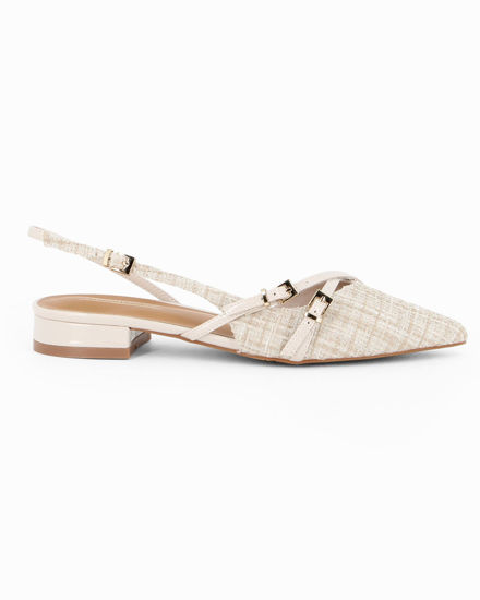 Immagine di MISS GLOBO - Ballerina slingback beige intrecciata a punta con cinturini incrociati