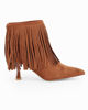 Immagine di MY JEWELS - Tronchetto camel scamosciato a punta con frange e zip posteriore, tacco 7,5CM