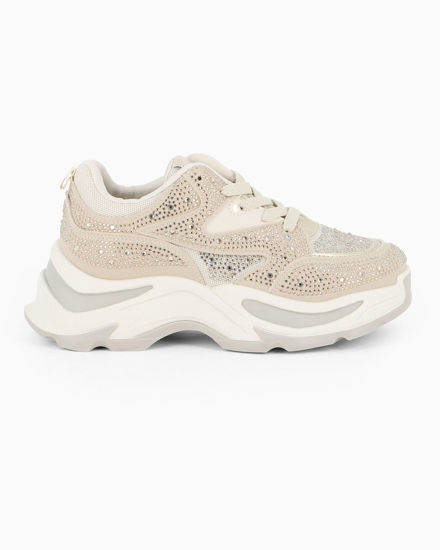 Immagine di TATOO - Sneakers beige in strass con lacci