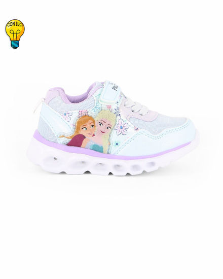 Immagine di FROZEN - Sneakers celeste da bimba con luci e strappo, numerata 20/25