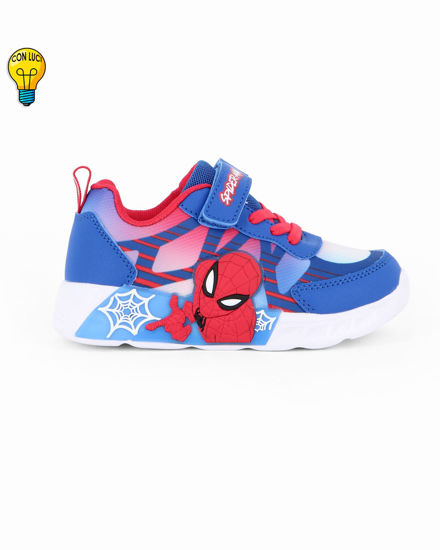 Immagine di SPIDERMAN - Sneakers blu da bambino con luci e strappo, numerata 24/31