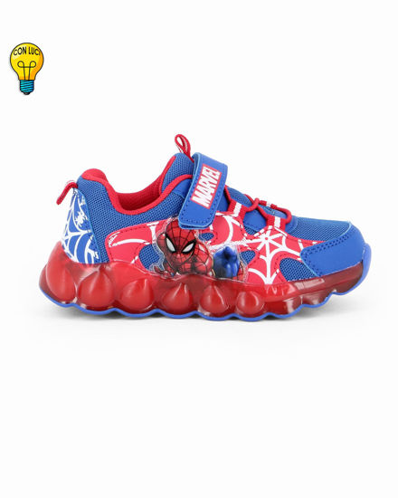 Immagine di SPIDERMAN - Sneakers blu da bambino con luci e strappo, numerata 24/31