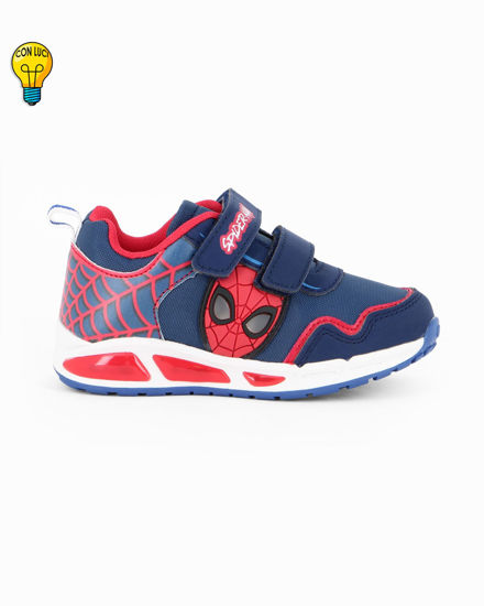 Immagine di SPIDERMAN - Sneakers blu da bambino con luci e strappi, numerata 24/31