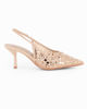 Immagine di MY JEWELS - Décolleté slingback beige traforata con paillettes, tacco 7CM