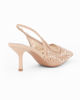 Immagine di MY JEWELS - Décolleté slingback beige traforata con paillettes, tacco 7CM