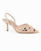 Immagine di MY JEWELS - Décolleté slingback beige con punta traforata e paillettes, tacco 7CM