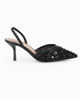 Immagine di MY JEWELS - Décolleté slingback nera con punta traforata e paillettes, tacco 7CM