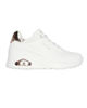 Immagine di SKECHERS - UNO WEDGE - HI - STEPS - Sneakers bianca con intersuola a zeppa platform con ammortizzazione ad aria visibile