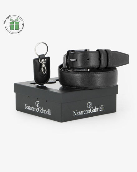 Immagine di NAZARENO GABRIELLI - Set regalo composto da cintura e portachiavi nero
