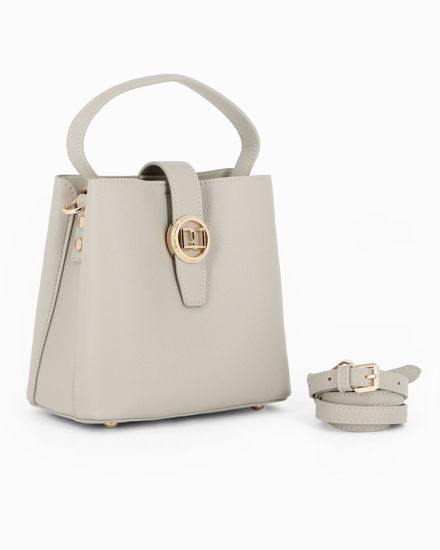 Immagine di DAVID JONES - Borsa a mano grigia con pattina e tre scomparti principali, tracolla removibile