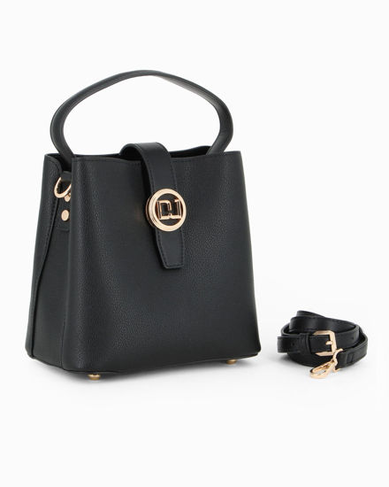 Immagine di DAVID JONES - Borsa a mano nera con pattina e tre scomparti principali, tracolla removibile