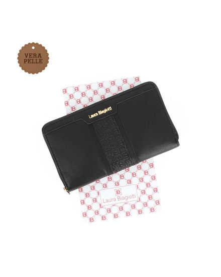 Immagine di LAURA BIAGIOTTI - Portafoglio nero con inserto loggato