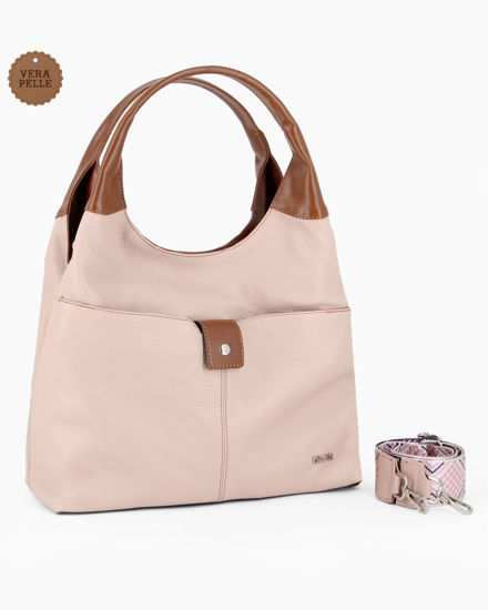 Immagine di DIVAS - Borsa sacca carne in VERA PELLE con tasca frontale, tracolla removibile - MADE IN ITALY