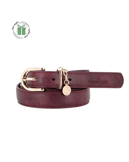 Immagine di NAZARENO GABRIELLI - Cinta bordeaux da donna con ciondolo loggato